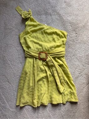 G.P.D Margarita belted one shoulder dress L